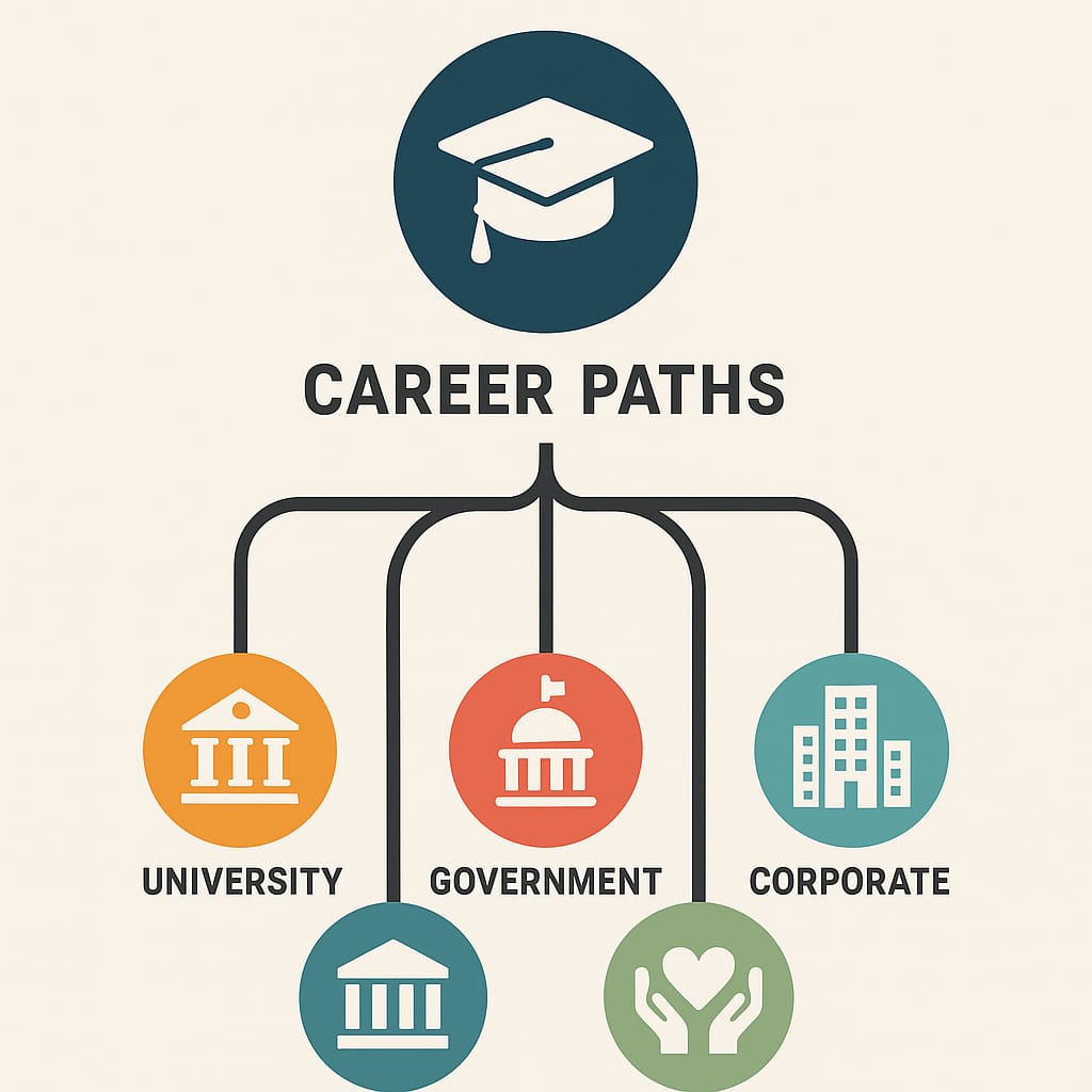 Diverse career paths for Economics PhD holders.