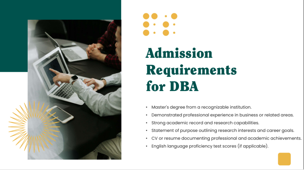 Eligibility criteria for DBA program